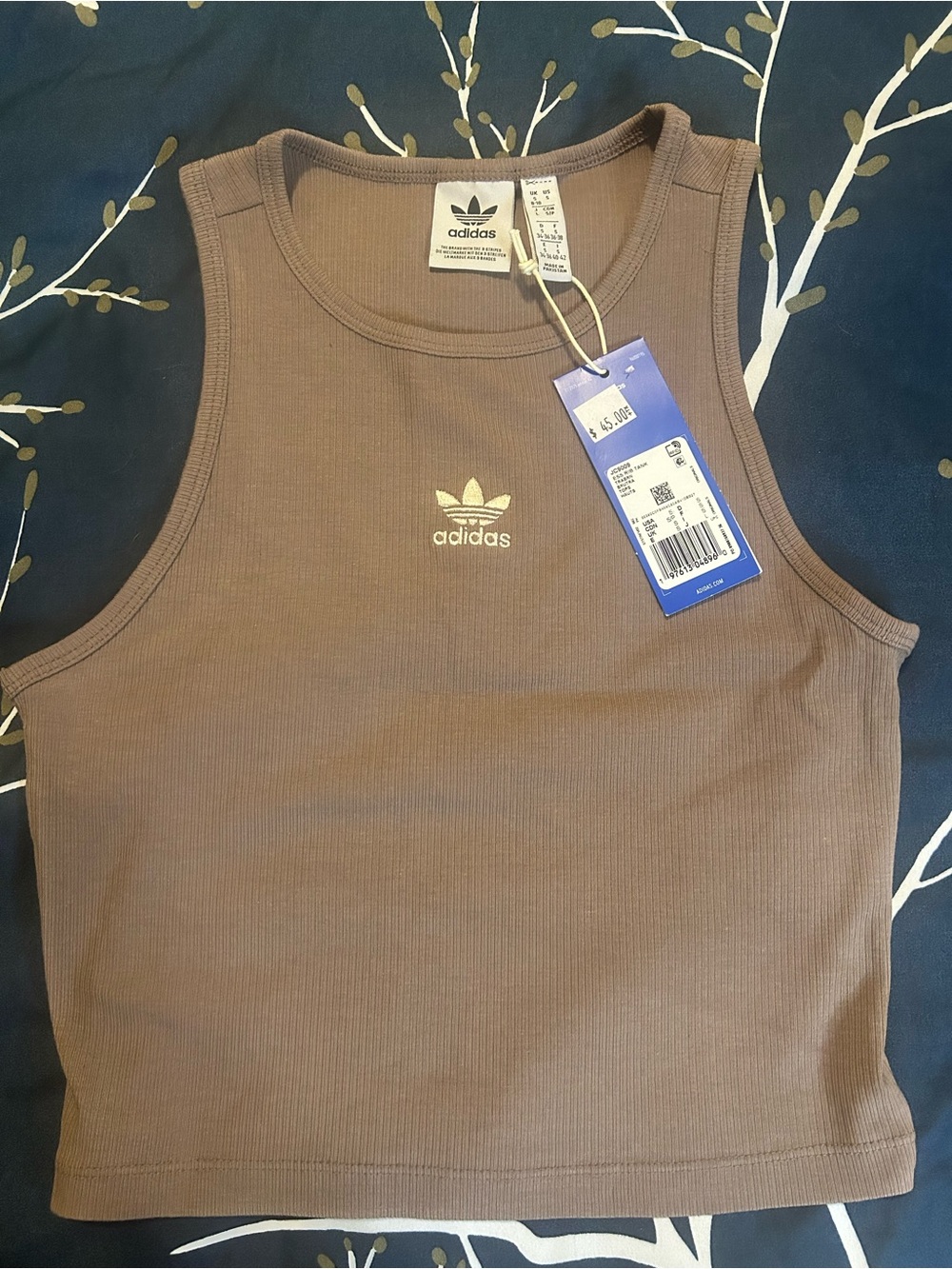 adidas Kids Ribbed Tank Top in Taupe